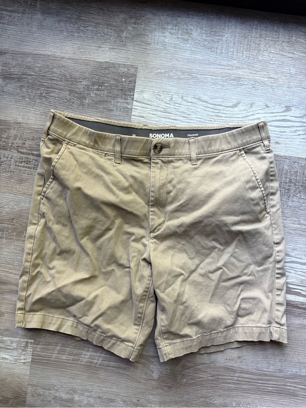 Sonoma Men's Tan Flat-Front Shorts
